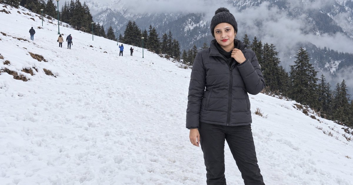 A visitor on foot on a snow-covered slope in January 2026, with a few more walkers far up the hill.